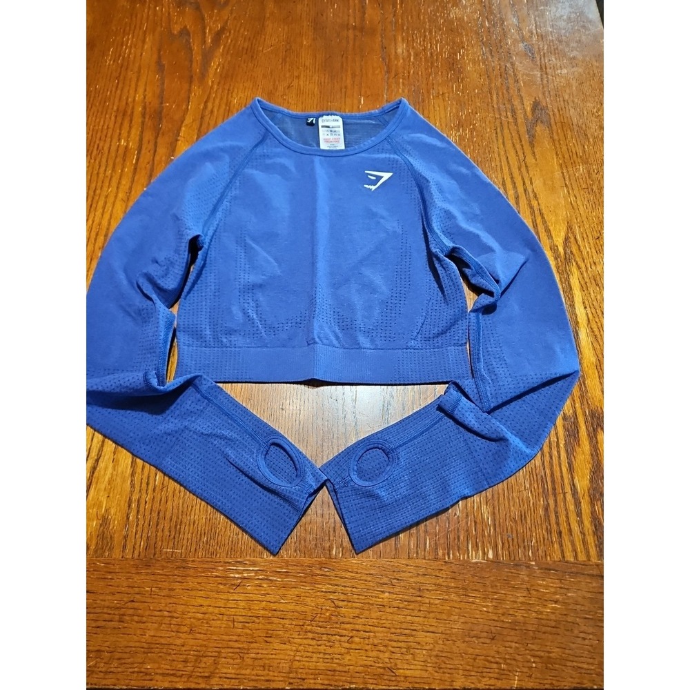 GYMSHARK Top Vital Seamless Crop‎ Long Sleeve Shirt  PURPLE Size Medium M (A923)